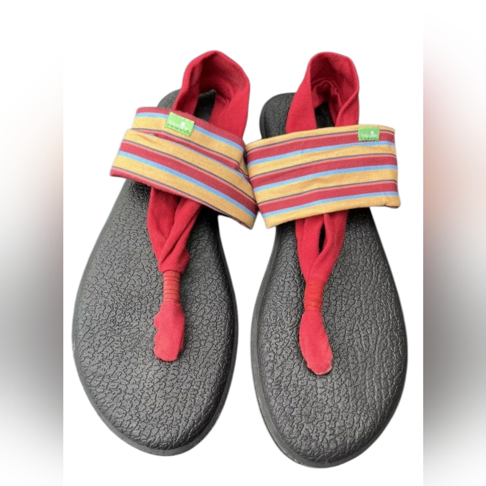 Women's Sanuk Sling 2 Striped Multicolored Ankle Thong Sandal Size 6